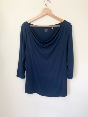 Toad&Co Navy Blue Cowl Neck 3/4 Sleeve Top